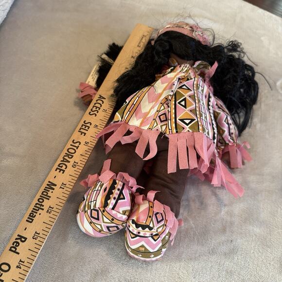 Gi-Go Native American Indian Doll Open Close Eyes Soft Body Pink Outfit 12" - Picture 5 of 5